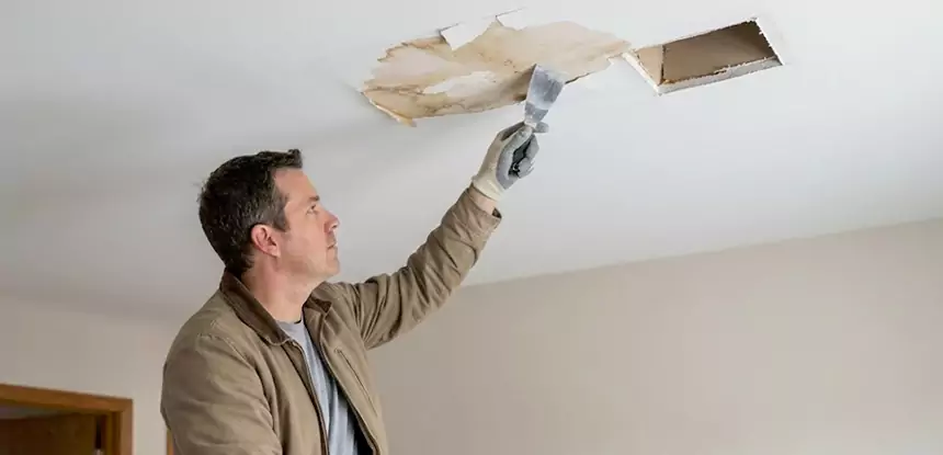 Ceiling Water Stain and Drywall Repair in Leawood